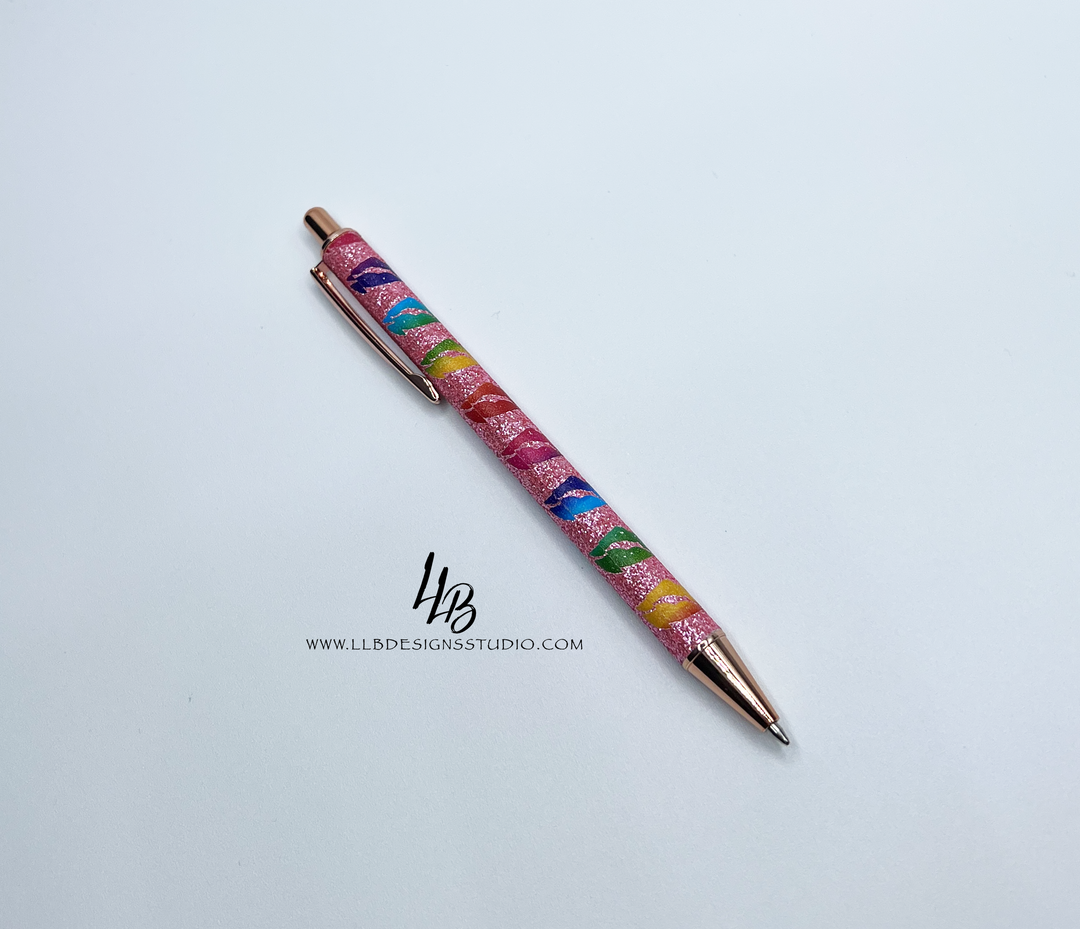 Stationery Pen | Pink Kiss l Clickable Pen | Black Ink | SKU # PEN100