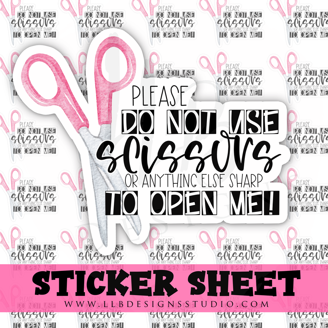 Please Do Not Use Scissors |  Packaging Stickers | Business Branding | Small Shop Stickers | Sticker #: S0355 | Ready To Ship
