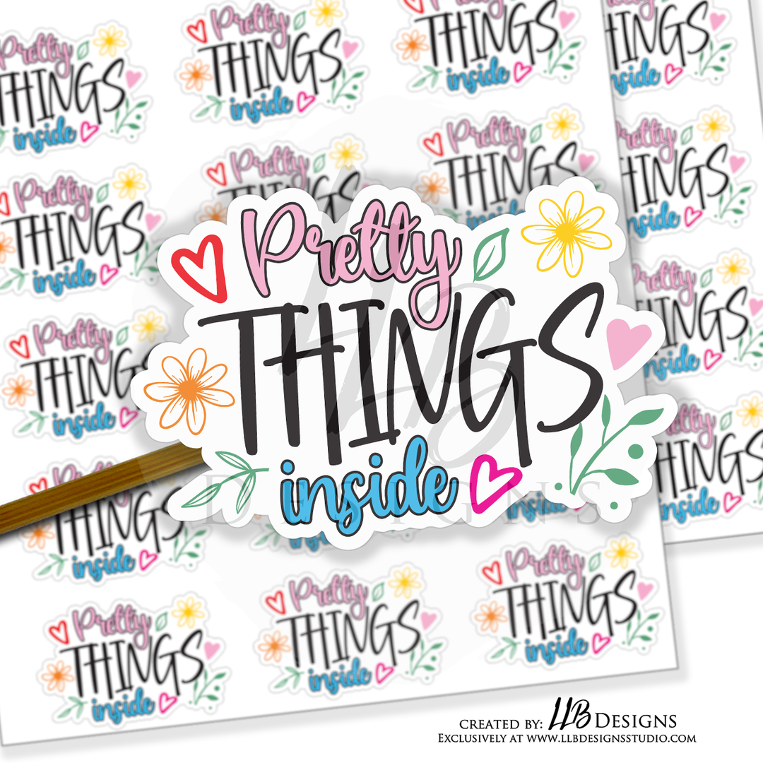 Pretty Things Inside |  Packaging Stickers | Business Branding | Small Shop Stickers | Sticker #: S0039 | Ready To Ship