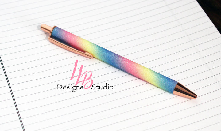 Stationary Pen | Rainbow Glitter Pen | Black Ink | SKU # PEN01