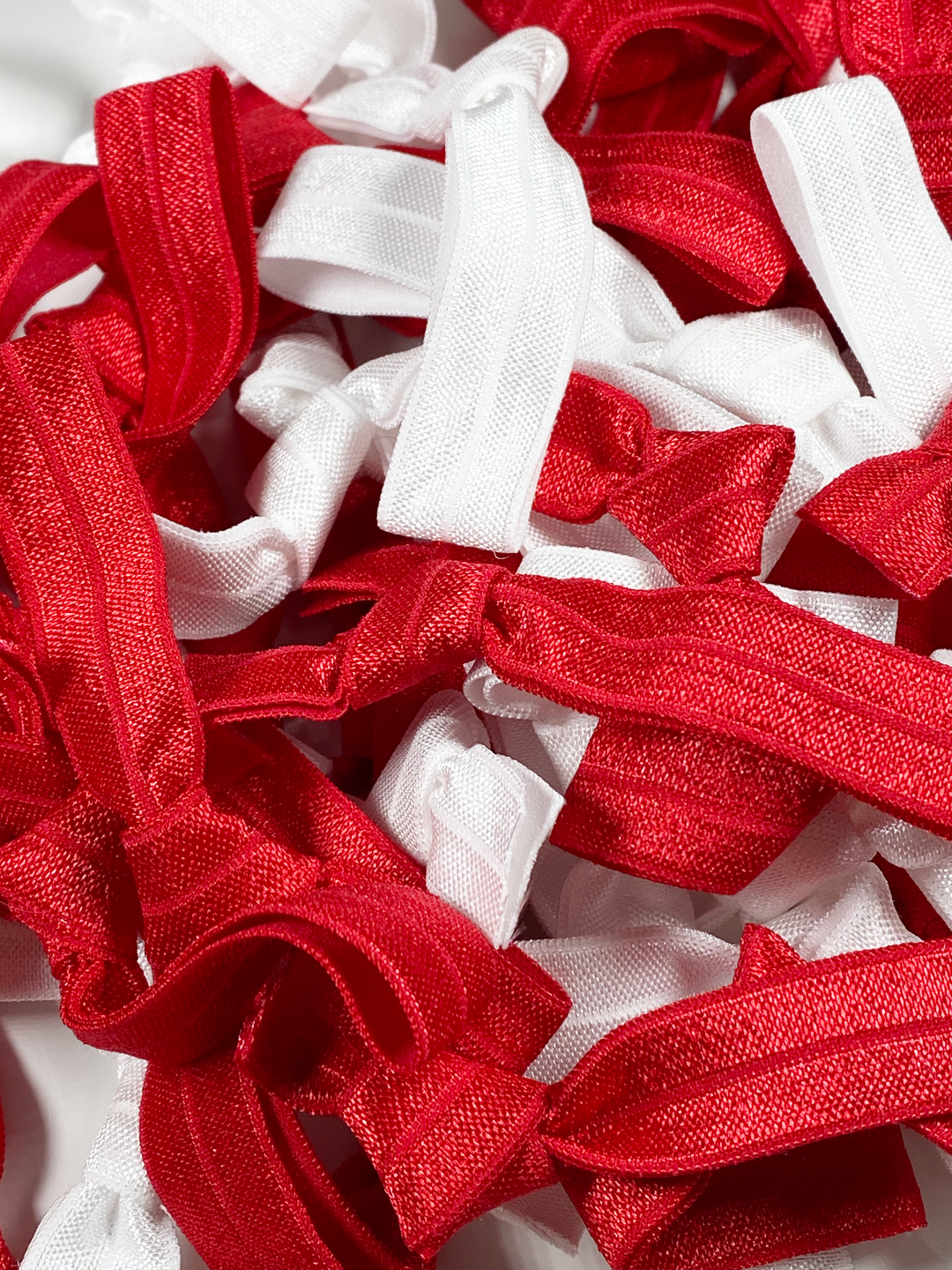 Red and White Solid Mix Hair Ties