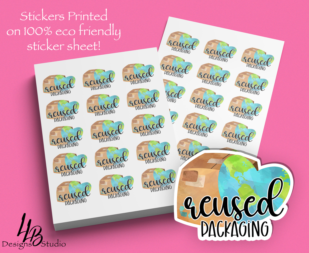 Eco Friendly Stickers -Reused Packaging Sticker Sheet |  Packaging Stickers | Business Branding | Small Shop Stickers | Sticker #: S0412 | Ready To Ship