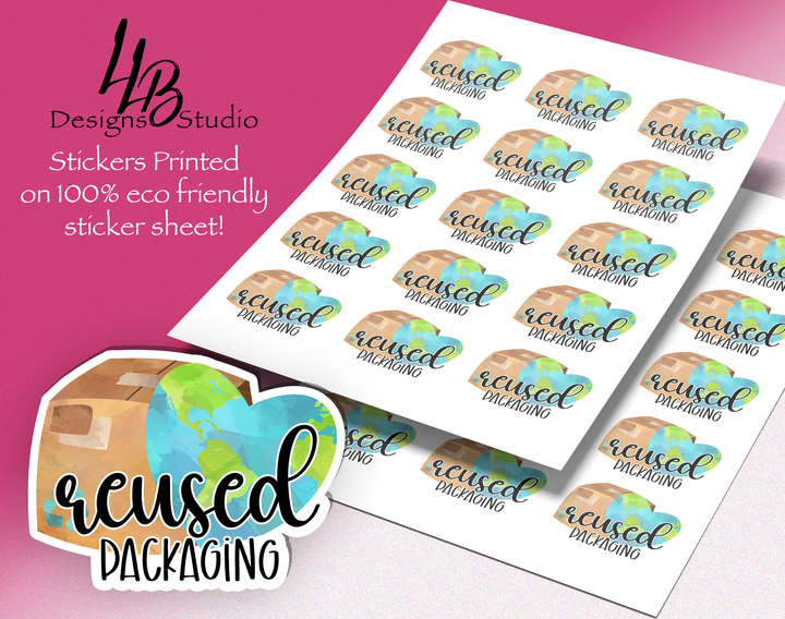 Eco Friendly Stickers -Reused Packaging Sticker Sheet |  Packaging Stickers | Business Branding | Small Shop Stickers | Sticker #: S0412 | Ready To Ship