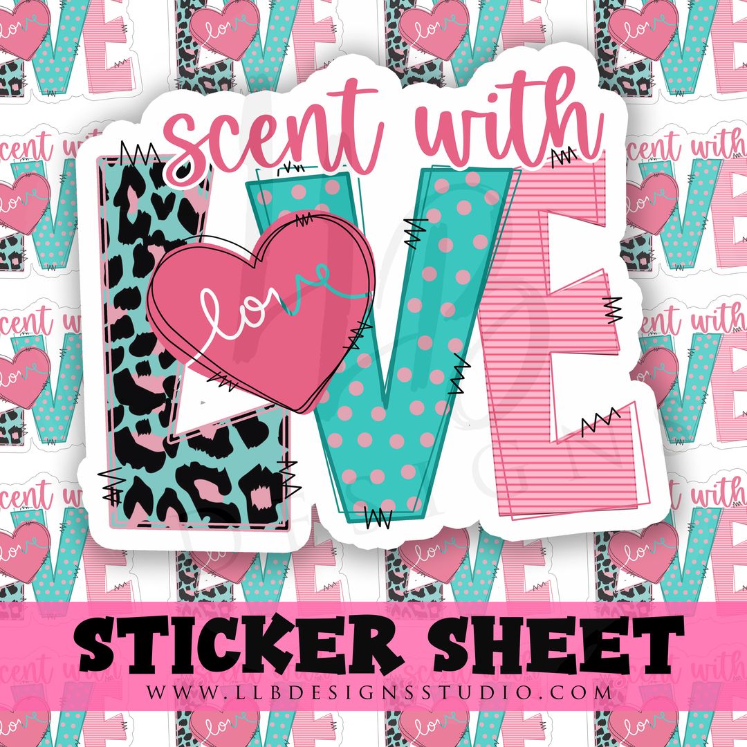 Scent With Love Teal |  Packaging Stickers | Business Branding | Small Shop Stickers | Sticker #: S0312 | Ready To Ship