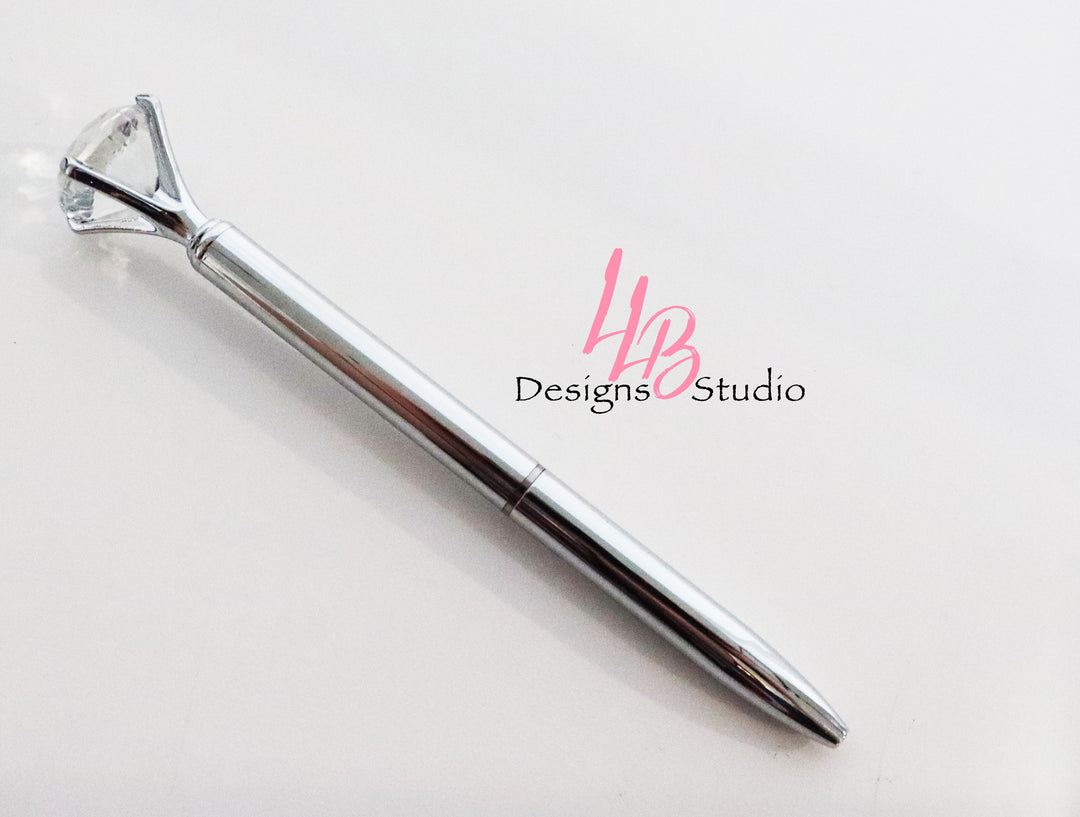 Stationary Pen | Silver Diamond Pen | Black Ink | SKU # PEN41