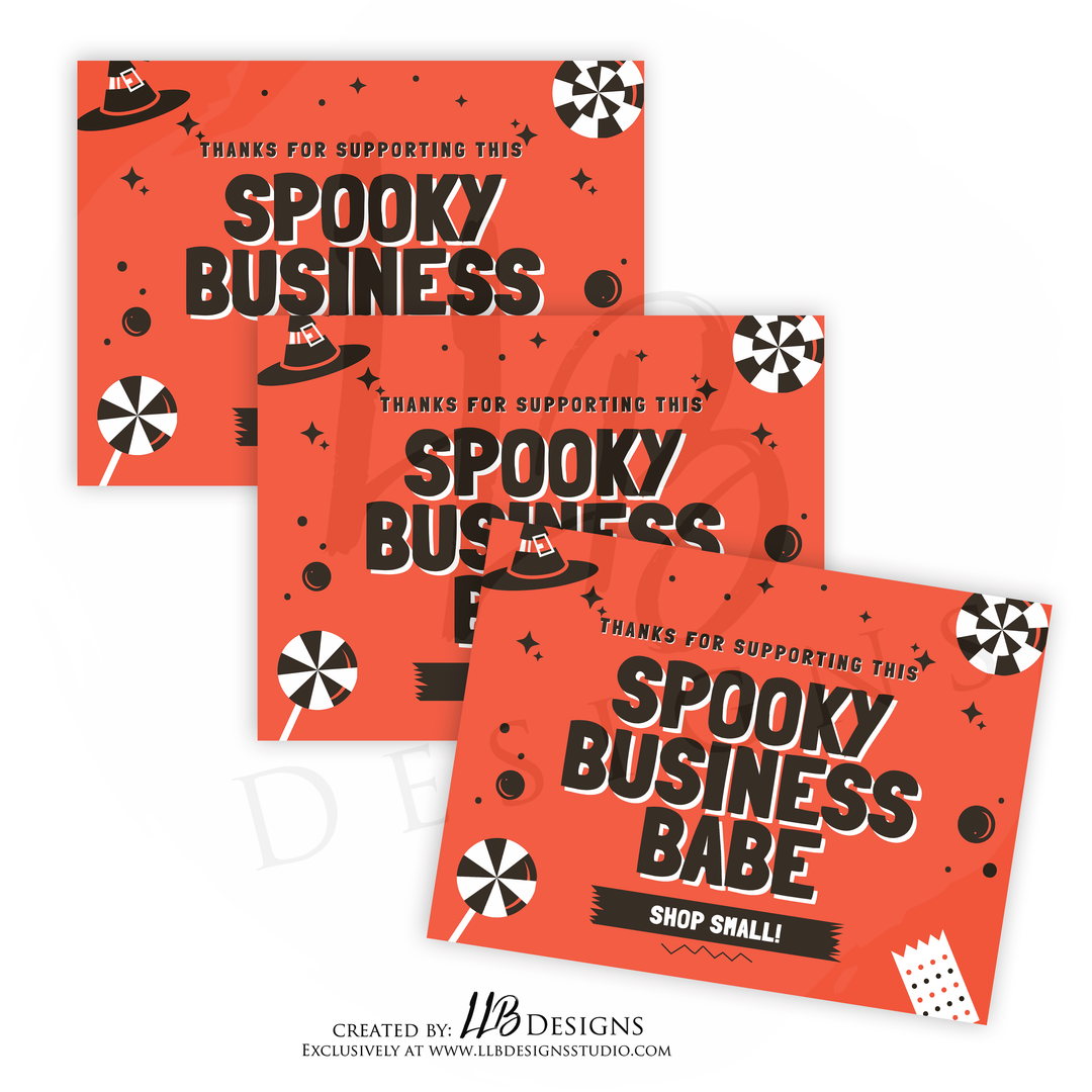 Packaging Insert  | Spooky Business Babe | SIZE 4 X 3 INCHES | Card Number: TY030 | Ready To Ship
