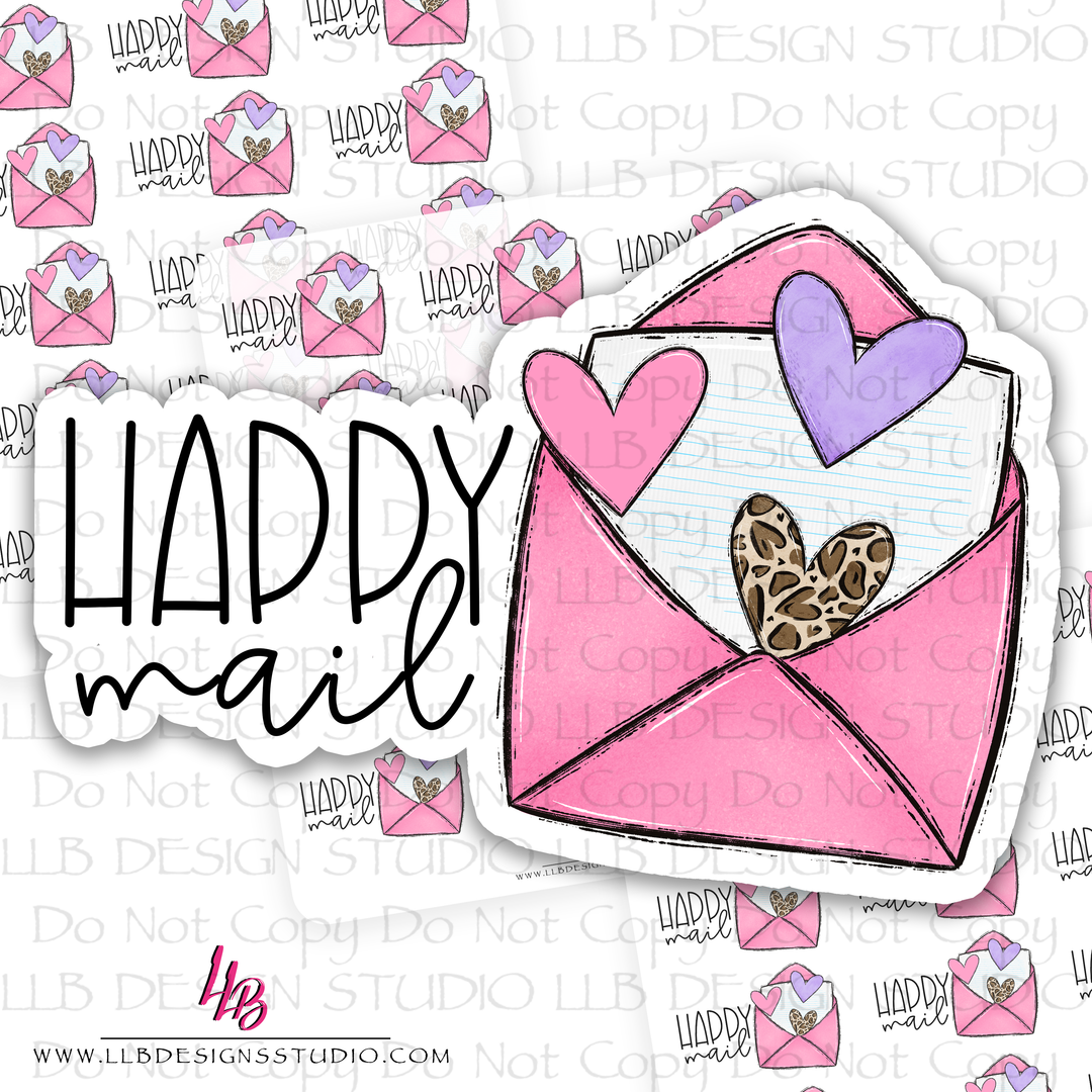 Happy Mail  | Packaging Stickers | Business Branding | Small Shop Stickers | Sticker #: S0537 | Ready To Ship