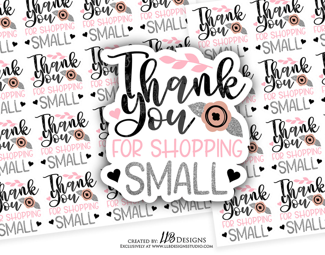 Thank You For Shopping Small Pink Edition |  Packaging Stickers | Business Branding | Small Shop Stickers | Sticker #: S0144 | Ready To Ship