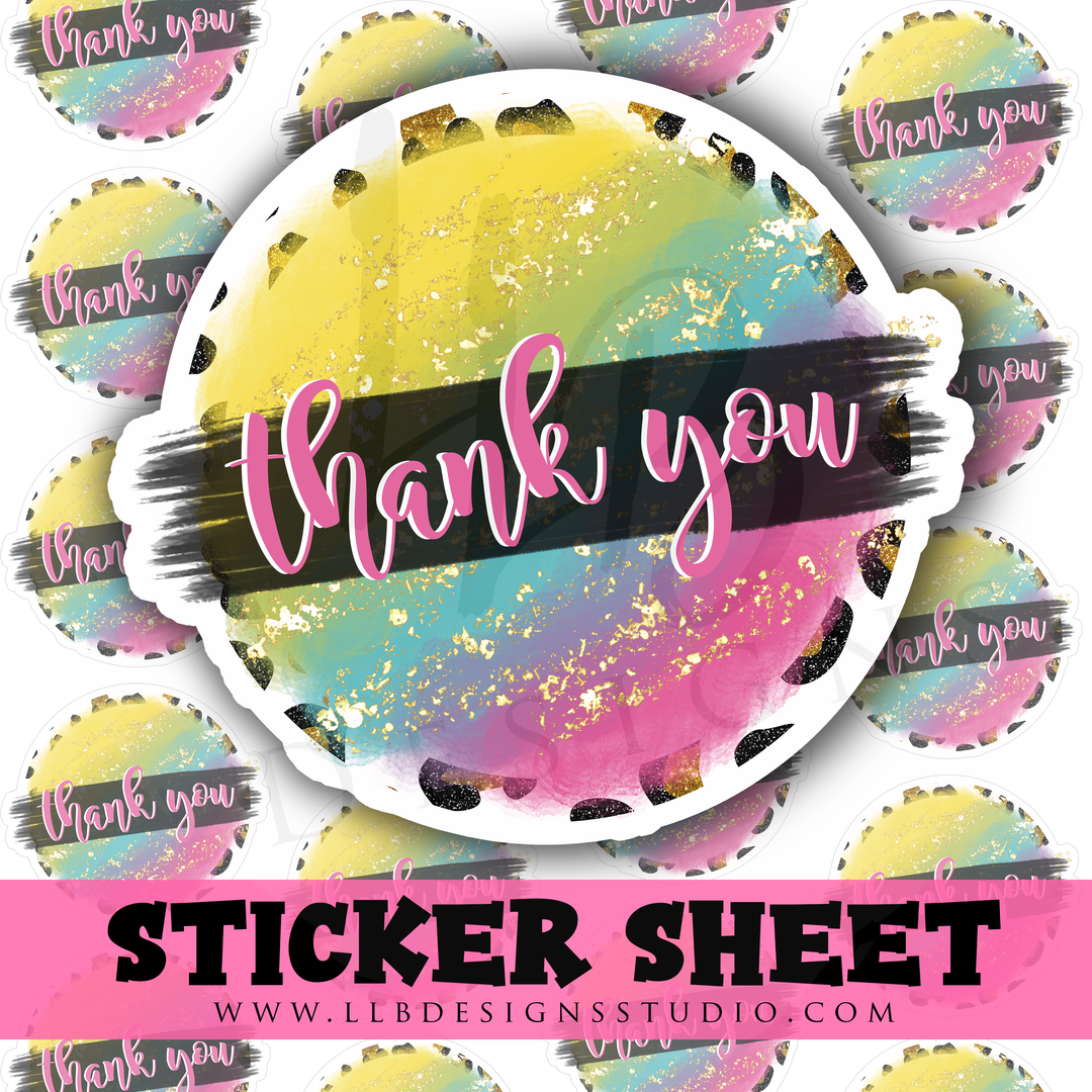 Thank You Leopard Round |  Packaging Stickers | Business Branding | Small Shop Stickers | Sticker #: S0365 | Ready To Ship