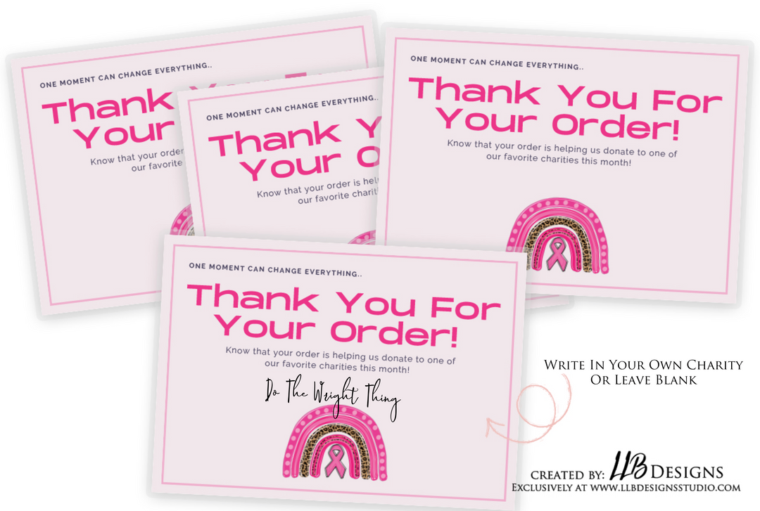 Breast Cancer Edition - Non Custom - Thank You Card - Write In Or Leave Blank  | SIZE 3 X 4 INCHES | Card Number: TY017 | Ready To Ship