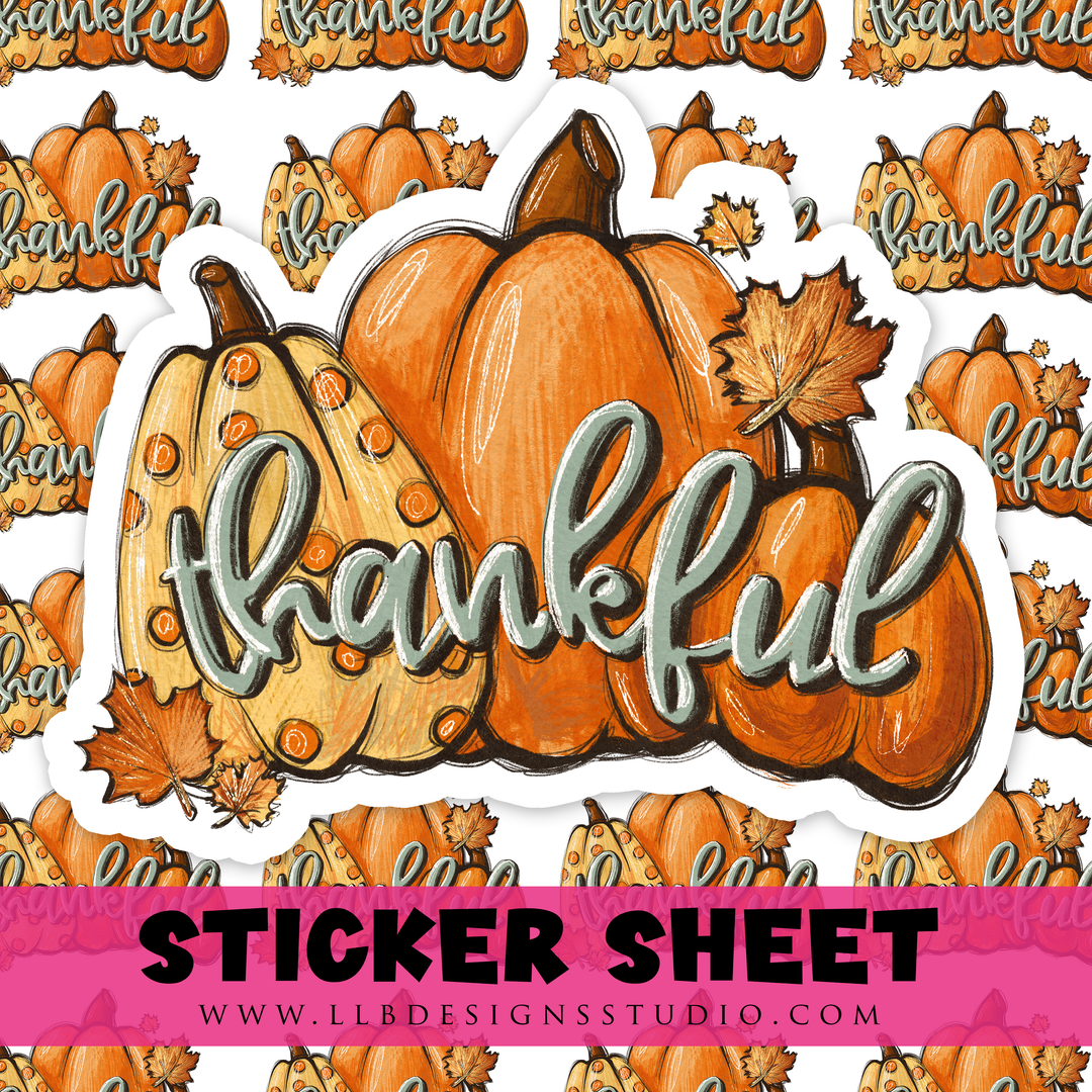 Thankful Pumpkins  |  Packaging Stickers | Business Branding | Small Shop Stickers | Sticker #: S0482 | Ready To Ship