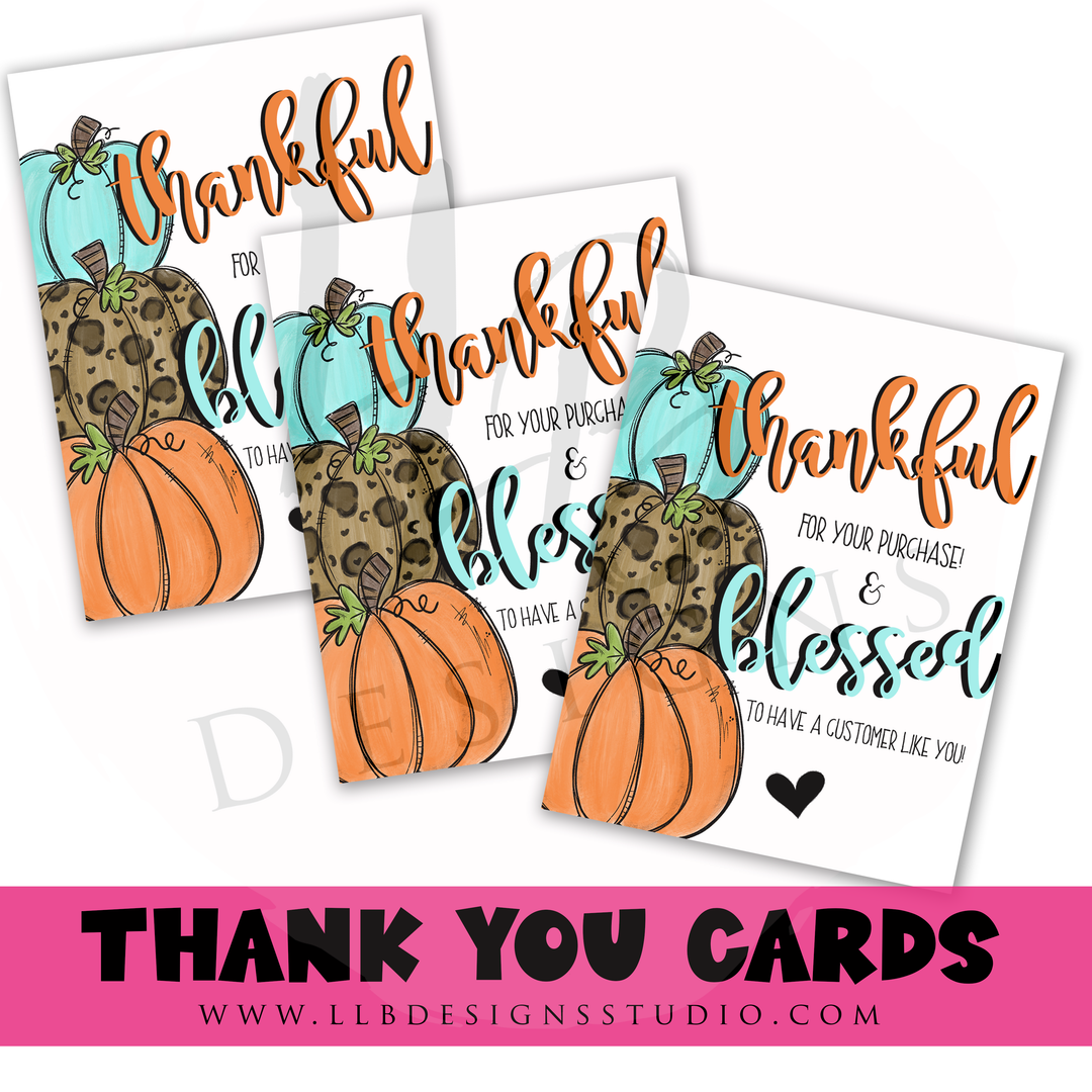 Packaging Insert  | Thankful + Blessed Pumpkin |  SIZE 4 X 3 INCHES | Card Number: TY56 | Ready To Ship
