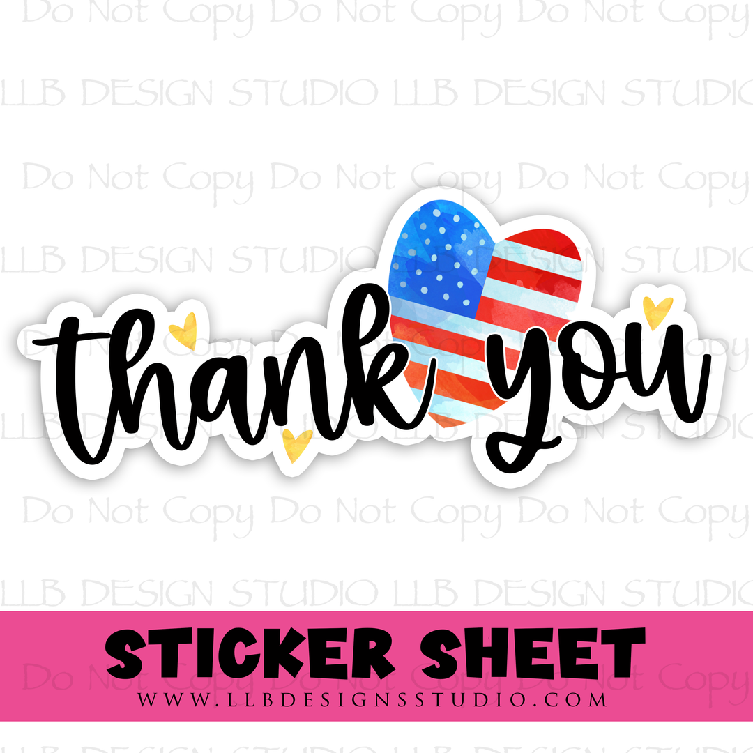 USA Thank You |  Packaging Stickers | Business Branding | Small Shop Stickers | Sticker #: S0393 | Ready To Ship