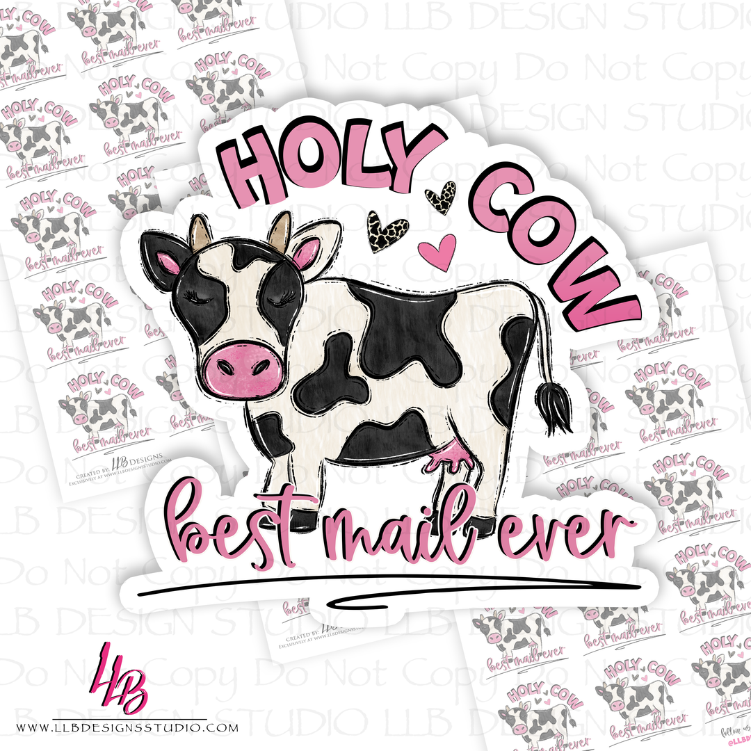 Holy Cow Best Mail Ever, Packaging Stickers, Business Branding, Small Shop Stickers , Sticker #: S0542, Ready To Ship