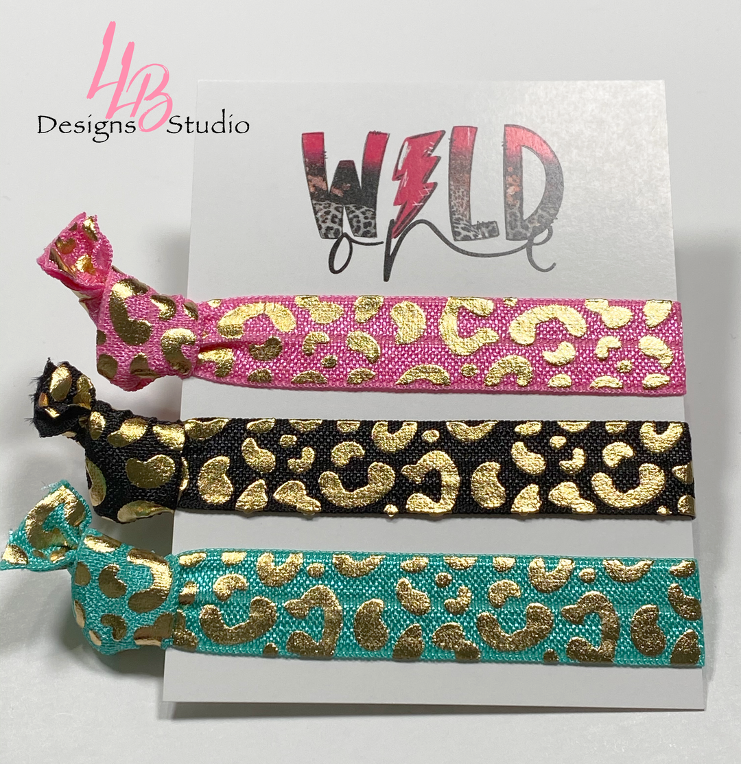 Wild One Cheetah Print Theme Hair Ties+ Cards | Trio Packs